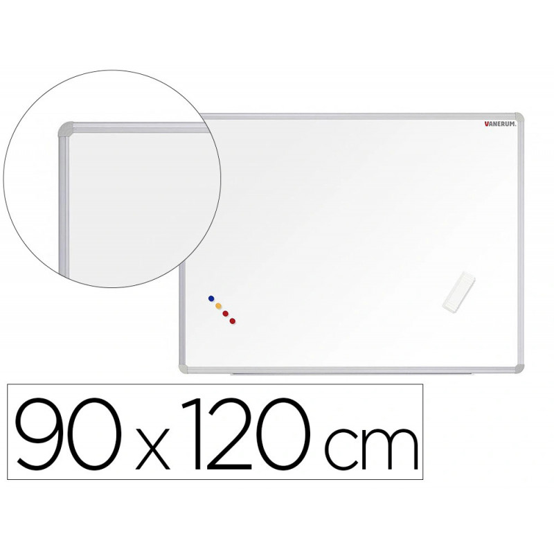 Tableau blanc vanerum sb emaille magnetique cadre aluminium auget kit fixation fourni 90x120cm