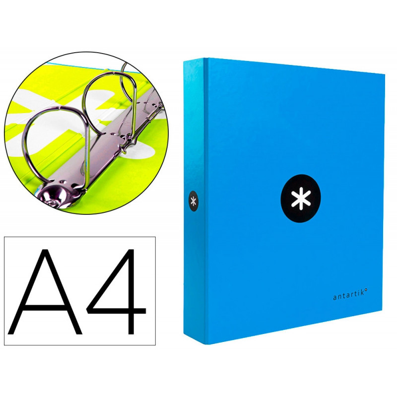 Classeur antartik 4 anneaux end 40mm a4+ carton rembordé coloris bleu