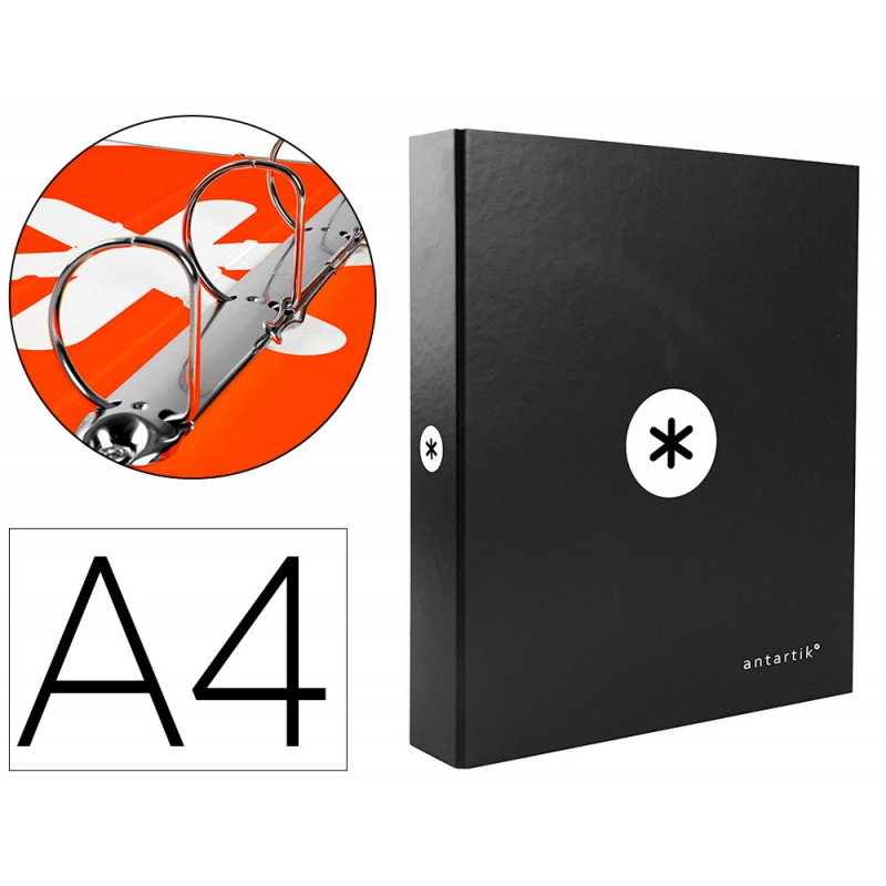 Classeur antartik 4 anneaux end 40mm a4+ carton rembordé coloris noir