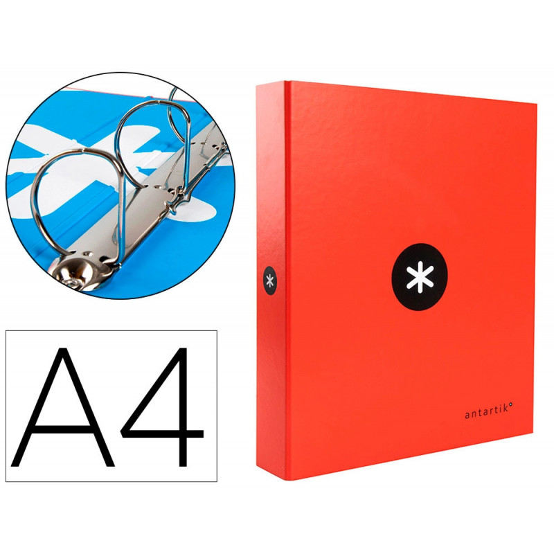 Classeur antartik 4 anneaux end 40mm a4+ carton rembordé coloris rouge