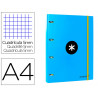 Classeur antartik 4 anneaux ronds 25mm a4 carton rembordé feuillets mobiles quadrillage 5mm coloris bleu