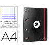 Classeur antartik 4 anneaux ronds 25mm a4 carton rembordé feuillets mobiles quadrillage 5mm coloris noir