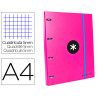 Classeur antartik 4 anneaux ronds 25mm a4 carton rembordé feuillets mobiles quadrillage 5mm coloris rose