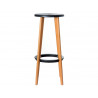 Tabouret de bar paperflow woody plastique abs pieds hetre massif assise 330mm diametre coloris noir lot 2
