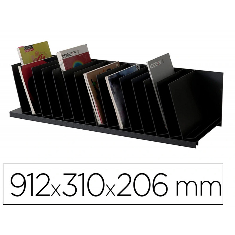 Trieur incline paperflow 16 cases fixes polystyrene largeur case 45mm 912x310x206mm coloris noir
