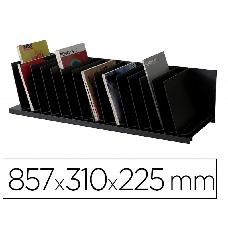 Trieur incline paperflow 15 cases fixes polystyrene largeur case 45mm 857x310x225mm coloris noir