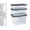 Boîte rangement cep décor contrasté mat/brillant 60x39,7x17,2cm coloris transparent couvercle noir contenance 30l