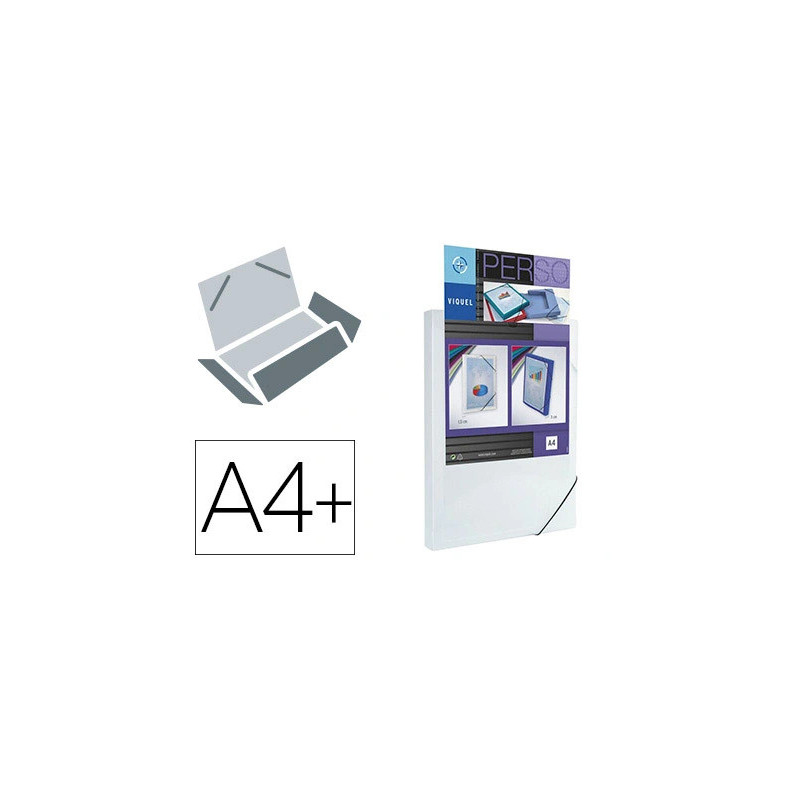 Chemise viquel coolbox polypropylène dos rigide 30mm rabats 250x330mm personnalisable fermeture élastique coloris blanc