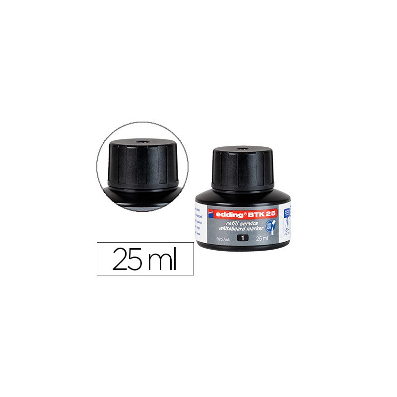 Recharge marqueur edding btk-25 tableau blanc couleur noir flacon 25ml