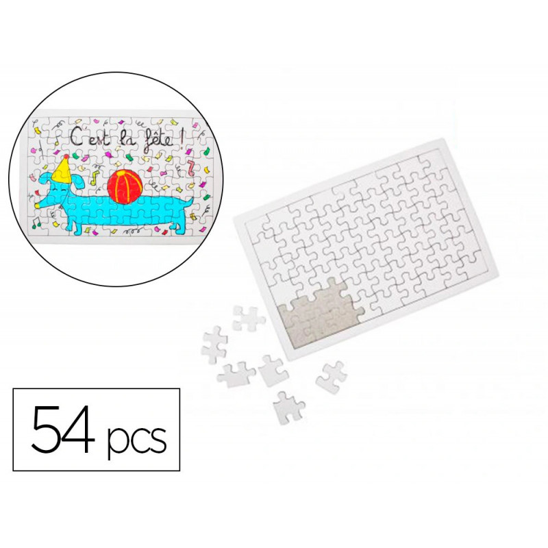 Puzzle carton sodertex 900gm2 a customiser avec trottoir 54 pcs 160x240mm coloris blanc lot de 10