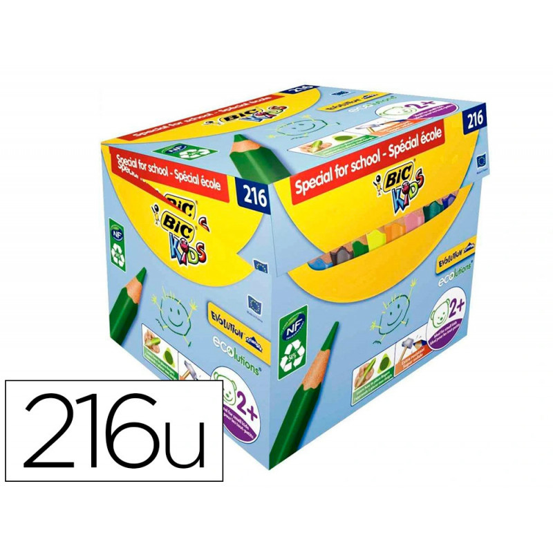 Crayon couleur bic kids evolution triangulaire resine de synthese ultra-resistant maxi classpack 216un
