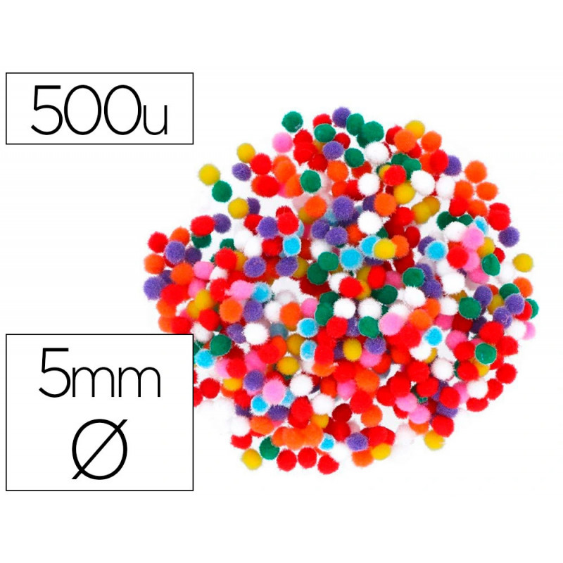 Pompons fontorpin polypropylene taille mini 5mm mix couleurs assorties 500 unites