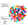 Pompons fontorpin polypropylene petite taille 10mm mix couleurs assorties 200 unites