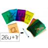 Carte lettres a tracer majuscules plastique translucide lavable 160x90mm 26 unites + 1 feutre