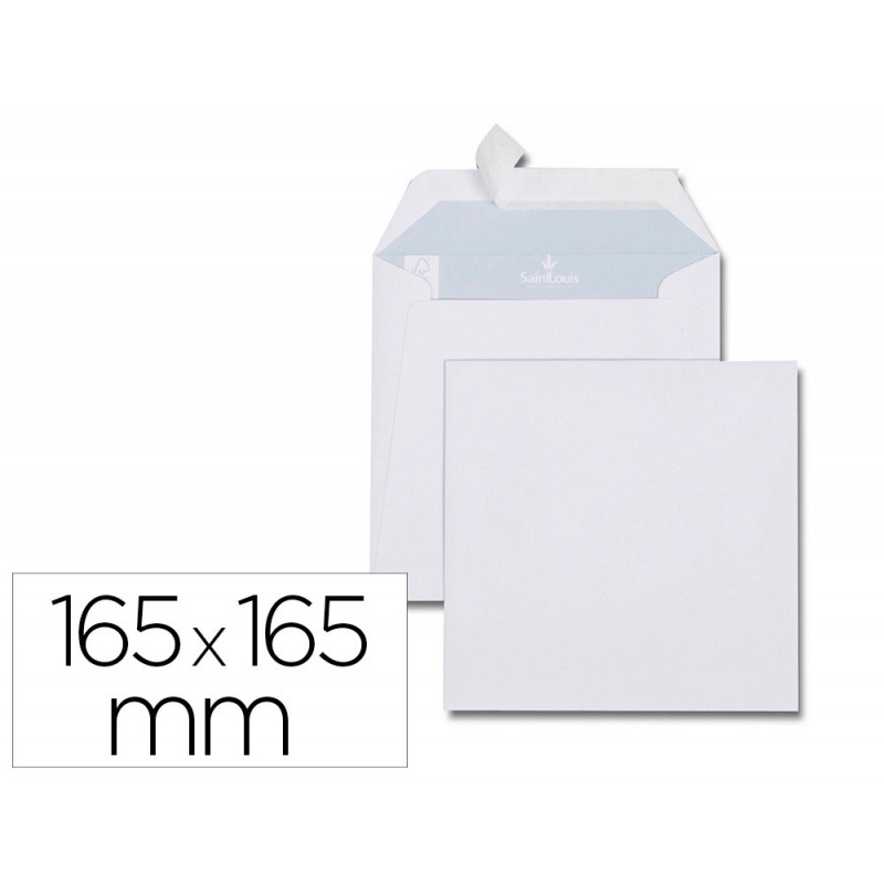 Enveloppe blanche gpv carree papier offset 120g 165x165mm bande de protection ideale invitations faire-part voeux