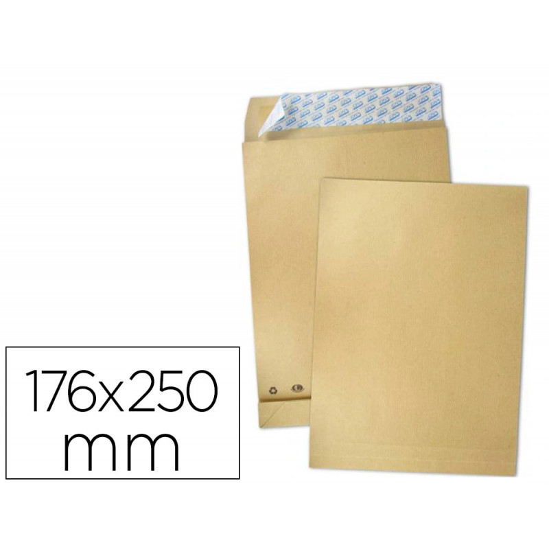 Pochette gpv a soufflets 30mm kraft brun resistant 120g b5 176x250mm fermeture bande silicone bte de 250u