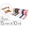 Rubans adhesifs sodertex theme geometrica 15 mm x 10 ml 6 pcs