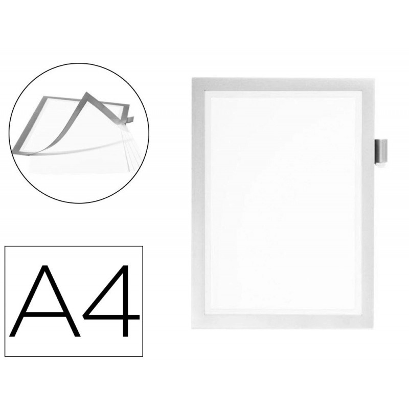Cadre affichage durable duraframe note magnetique a4 peut contenir 5 affiches porte-stylo inclus argent
