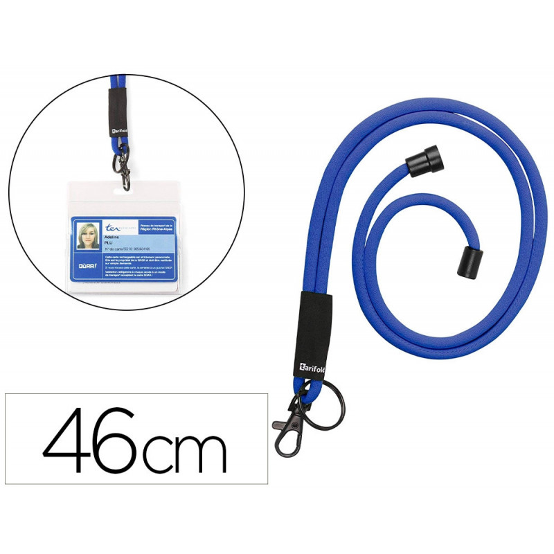Cordon rd porte-badge 46cm p10 coloris bleu
