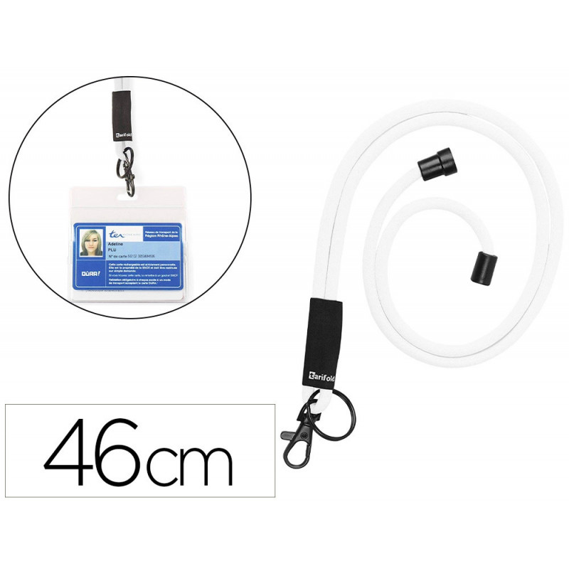 Cordon rd porte-badge 46cm p10 coloris blanc