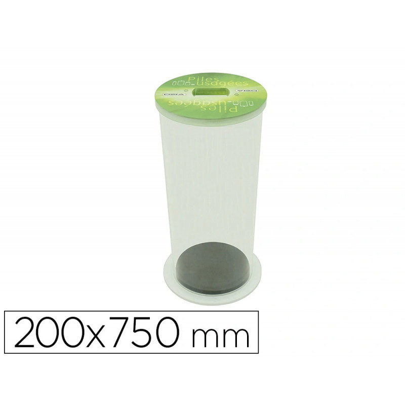 Collecteur de piles usagees viso acrylique fond mousse couvercle amovible parfaite stabilite diametre 20cm hauteur 75cm