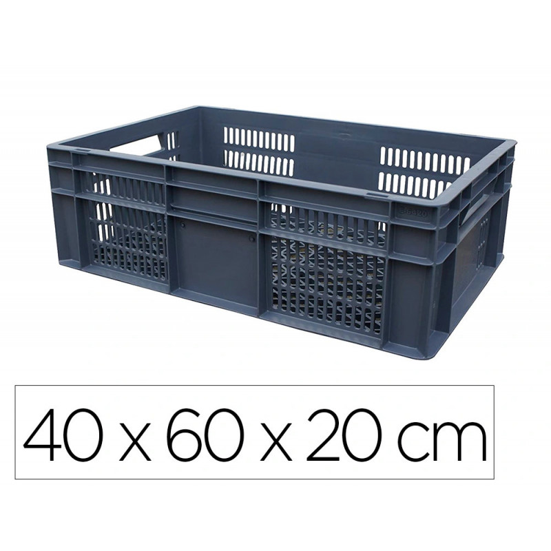 Bac manutention viso polypropylene tres rigide parois renforcees empilable 37l charge 30kg 40x60x20cm gris