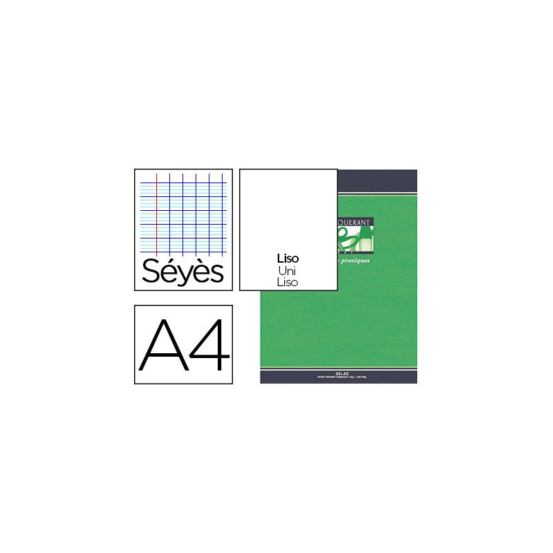 Cahier travaux pratiques piqué conquérant sept couverture offset a4 21x29,7cm 64 pages 70g 32 séyès/32 unies dessin 120g