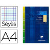 Feuillet mobile clairefontaine a4 210x297mm papier vélin velouté 100 pages 90g séyès perforé coloris jaune