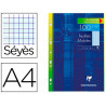 Feuillet mobile clairefontaine a4 210x297mm papier vélin velouté 100 pages 90g séyès perforé coloris bleu