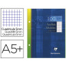Feuillet mobile clairefontaine a5+ 170x220mm papier vélin velouté 100 pages 90g 5x5mm perforé coloris blanc