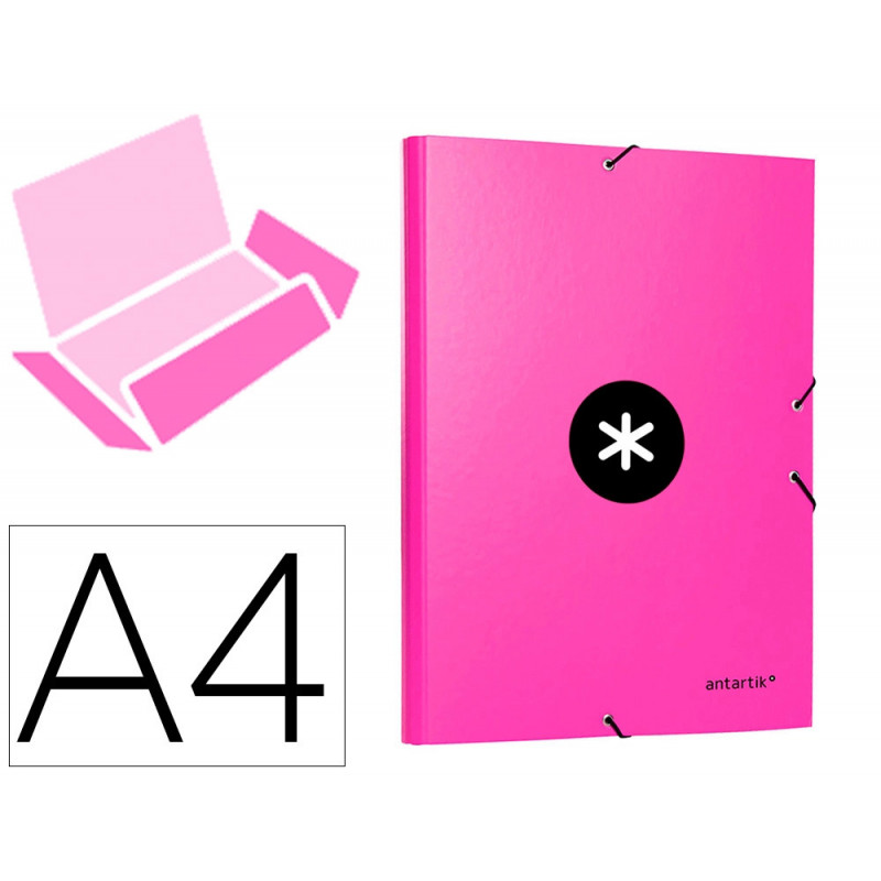 Chemise antartik carton remborde a4+ 3 rabats elastique coloris rose