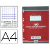 Feuillet mobile conquérant sept a4 210x297mm 100 pages 90g 5x5mm perforé coloris blanc