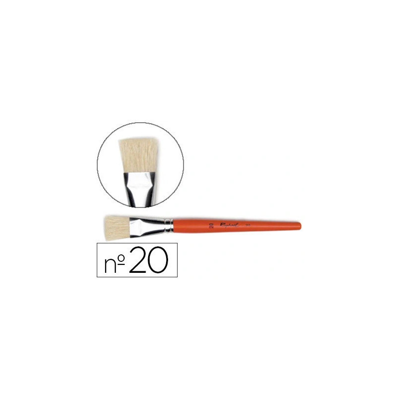 Brosse plate raphaël soie de porc nº20 virole fer blanc nickelé