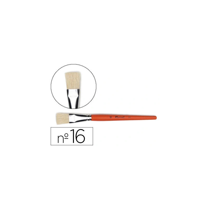Brosse plate raphaël soie de porc nº16 virole fer blanc nickelé