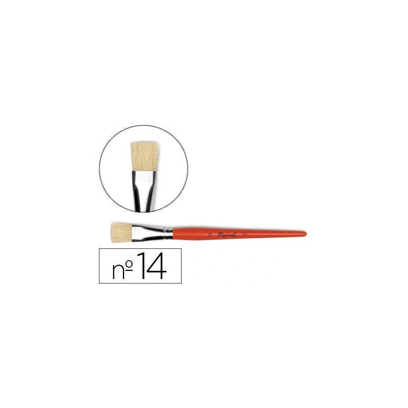 Brosse plate raphaël soie de porc nº14 virole fer blanc nickelé