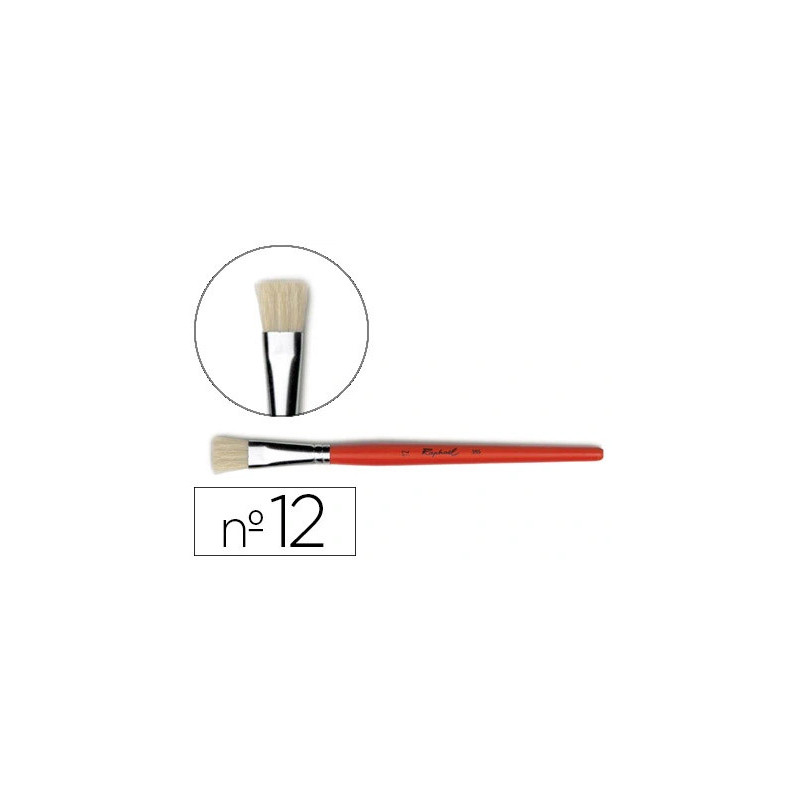 Brosse plate raphaël soie de porc nº12 virole fer blanc nickelé