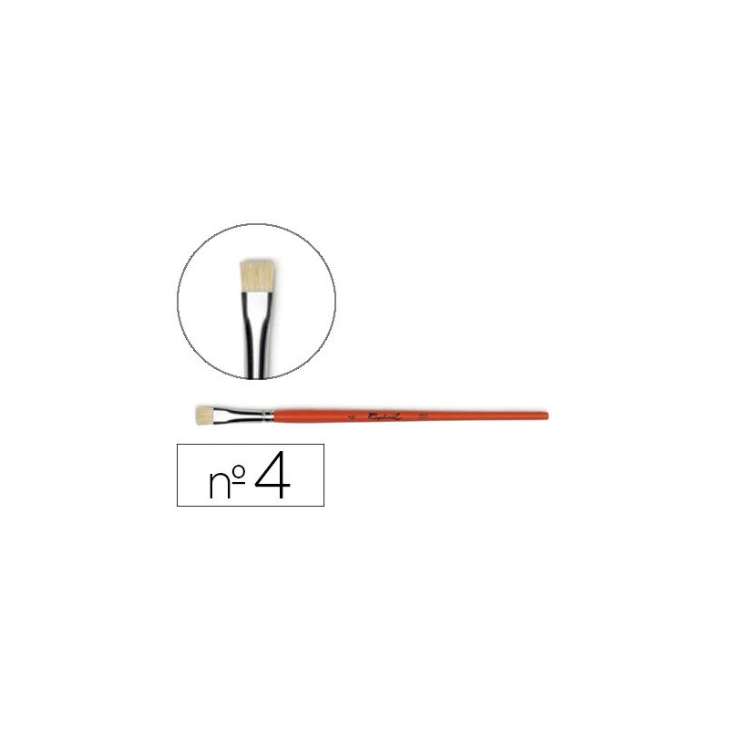 Brosse plate raphaël soie de porc nº4 virole fer blanc nickelé