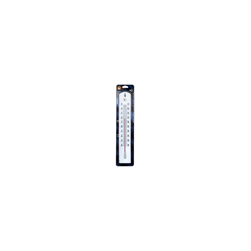 Thermomètre jpc polystyrène usage intérieur extérieur tube alcool protégé 40x8cm coloris blanc