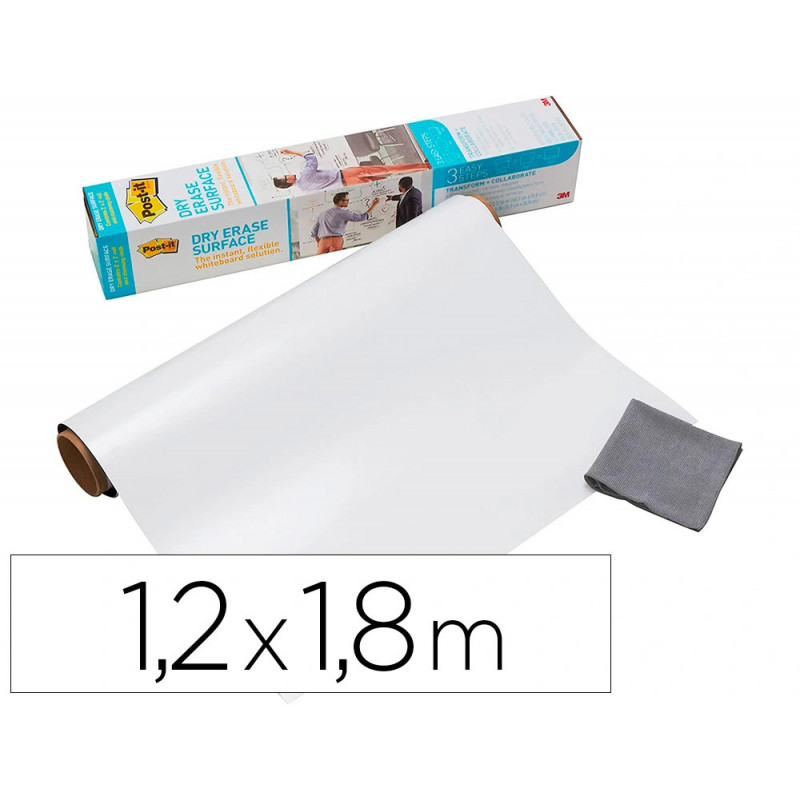 Tableau blanc post-it adhesif effacable en rouleau 1,219x1,829m