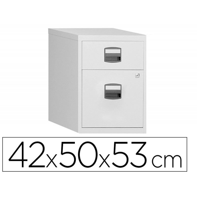 Caisson mobile mt international metal 2 tiroirs coulissants 2 serrures roulettes 42x50x53cm coloris
