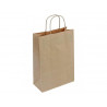 Sac kraft 100g/m2 poignees torsadees 26x12x35cm paquet 50 unites coloris brun 21061