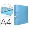 Classeur liderpapel 4 anneaux 40mm a4 polypropylene dos 55mm porte-cartes de visite coloris bleu ciel
