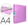 Classeur liderpapel 4 anneaux 40mm a4 polypropylene dos 55mm porte-cartes de visite coloris lavande