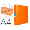 Classeur liderpapel 4 anneaux 40mm a4 polypropylene dos 55mm porte-cartes de visite coloris orange fluo