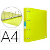 Classeur liderpapel 4 anneaux 40mm a4 polypropylene dos 55mm porte-cartes de visite coloris jaune fluo