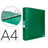 Classeur liderpapel 4 anneaux 40mm a4 polypropylene dos 55mm porte-cartes de visite coloris vert translucide