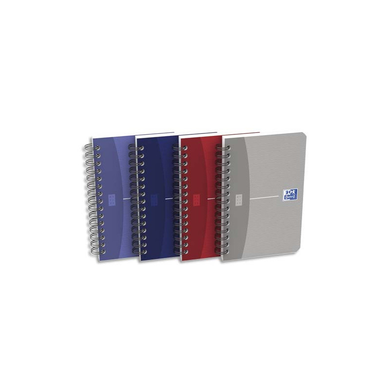 OXFORD Carnet spiralé Essentials 9x14, 180 pages 5x5. Couverture carte souple assortie