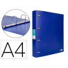 Classeur liderpapel 4 anneaux 40mm a4 polypropylene dos 55mm porte-cartes de visite coloris bleu translucide