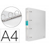 Classeur liderpapel 4 anneaux 40mm a4 polypropylene dos 55mm porte-cartes de visite coloris transparent