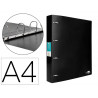 Classeur liderpapel 4 anneaux 40mm a4 polypropylene dos 55mm porte-cartes de visite coloris noir opaque